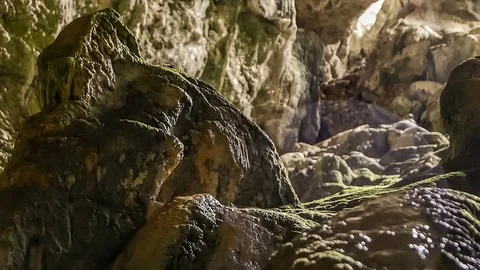Water Dripping on a Speleothem in The Cave Stock Footage 70157229