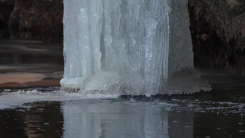 Water drips from an icefall Stock Footage 319893842