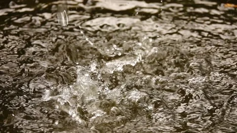 Water drips into large puddle. Slow movement. Stock Footage 210430847