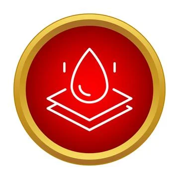 Water drop above protective layers on a red circle icon Ilustração Stock