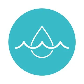 Water drop affluent nature liquid blue block style icon Stock Illustration
