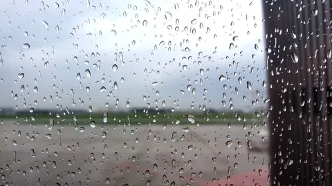 Water drop on airplane window Stock Footage 116956789