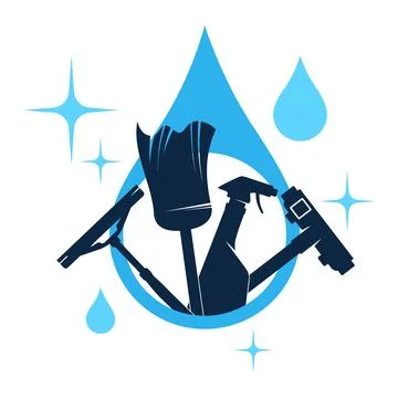Water drop and cleaning tool design Ilustração Stock