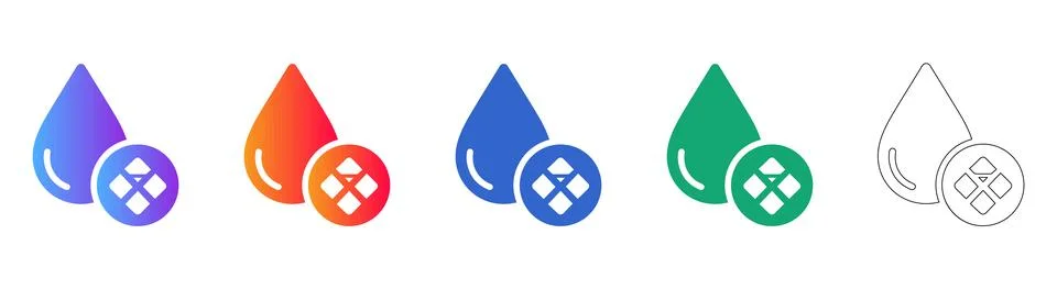 Water Drop and Tile Texture Icon Set Stock Illustration