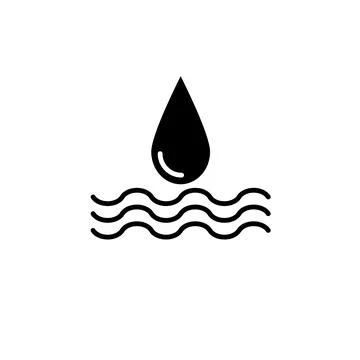 Water Drop and Waves, Raindrop Solid Flat Vector Icon Isolated on White Backg イラスト素材