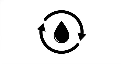 Water drop animated. 4k video. Recycle water icon. Water drop 動画素材 153136204