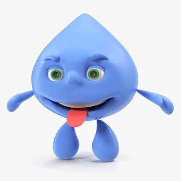 Water Drop Cartoon Mascot 3D Model 3D Model