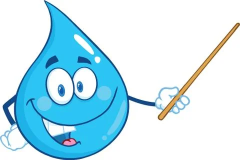 Water Drop Character Holding A Pointer 스톡 일러스트