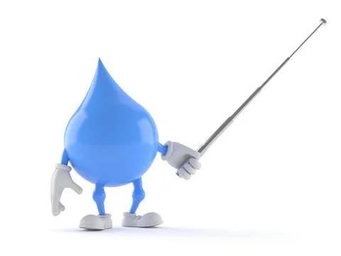 Water drop character holding pointer stick Stock Illustration