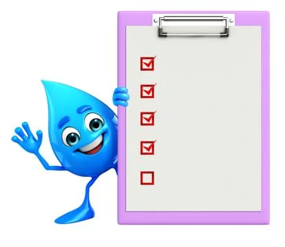 Water drop character with notepad Stock Illustration
