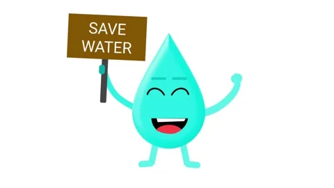Water Drop Character Save Water Sign Animation Stock Footage 335668026