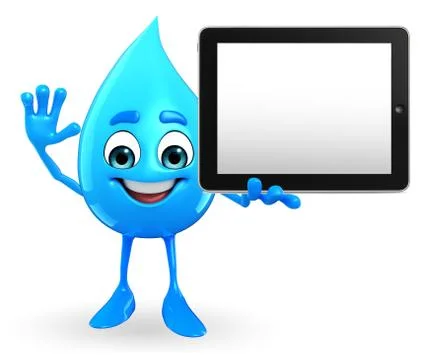 Water drop character with tab Stock Illustration