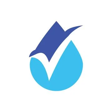 Water Drop Check Mark Logo Stock Illustration