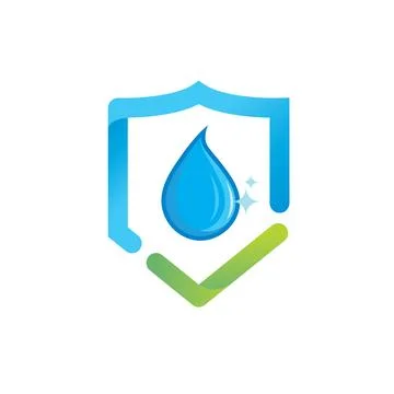 Water drop check mark shield icon vector concept design template Stock Illustration