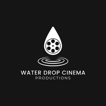 Water Drop Cinema Concept, With Monogram Style Perfect for Production House Logo Stock Illustration