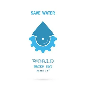 Water drop with cog icon vector logo design template.World Water Day idea c.. Stock Illustration