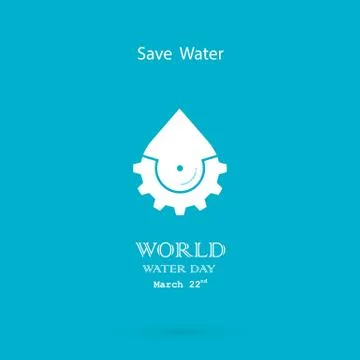 Water drop with cog icon vector logo design template.World Water Day icon.W.. Stock Illustration