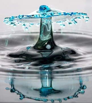 Water Drop Collision and Reflection Stock Photos