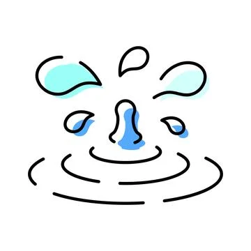 Water drop creating splash and ripple wave effect Stock Illustration