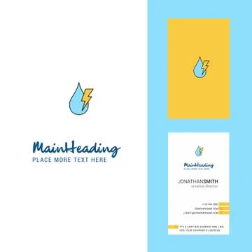 Water drop with current Creative Logo and business card. vertical Design Vect Stock Illustration
