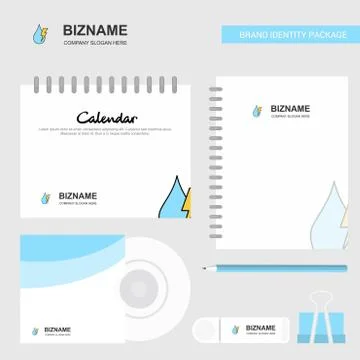 Water drop with current Logo, Calendar Template, CD Cover, Diary and USB Bran Stock Illustration