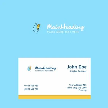 Water drop with current logo Design with business card template. Elegant corp Stock Illustration