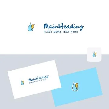 Water drop with current vector logotype with business card template. Elegant  Ilustración de archivo
