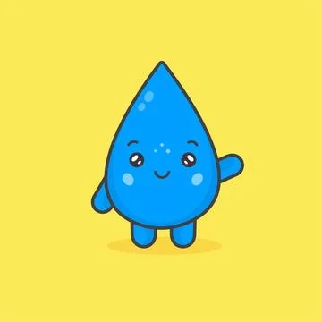 Water Drop Cute Character Vector Illustration Stock Illustration