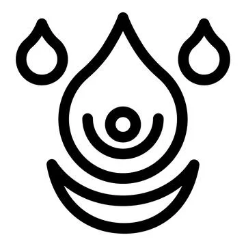 Water drop falling and creating circular waves icon Stock Illustration