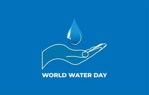 Water drop falling on the hand. Concept save the water. Vector illustration Stock Illustration