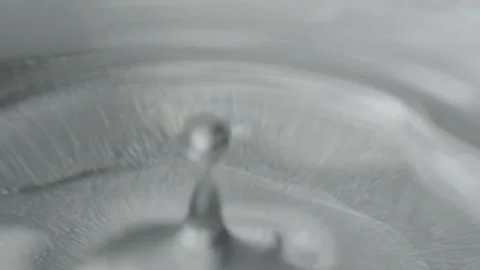 Water Drop Falling into Liquid Creating Circular Ripples in Slow Motion Close Up Stock Footage 339763653
