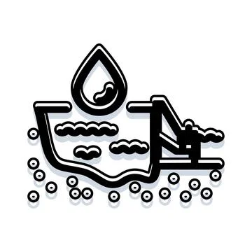 Water drop falling into ocean waves icon Stock Illustration