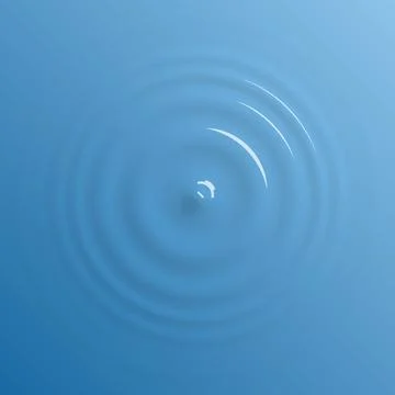 Water drop falling on water surface, top view background Stock Illustration