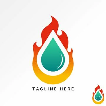 Water drop fire flame wave four elements environment to energy ecology nature Stock-Illustration