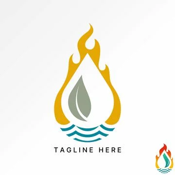 Water drop fire leaf wave four elements environment to energy ecology nature 스톡 일러스트
