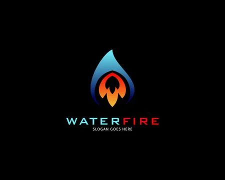 Water Drop Fire Logo Design Template Icon Stock Illustration