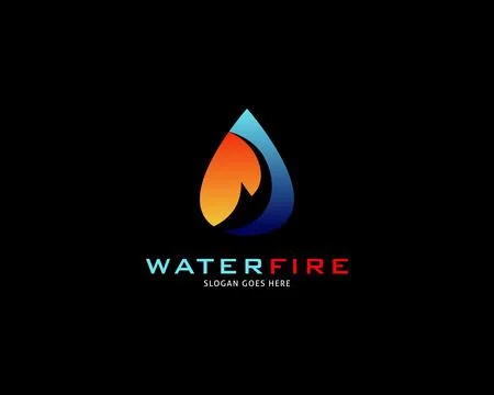 Water Drop Fire Logo Design Template Icon Stock Illustration