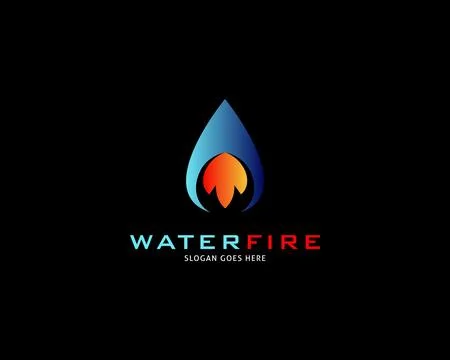 Water Drop Fire Logo Design Template Icon Stock Illustration