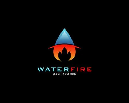 Water Drop Fire Logo Design Template Icon Stock Illustration