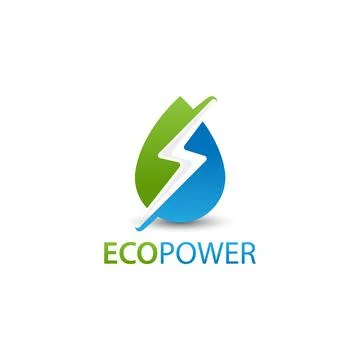 Water drop Flash Thunderbolt Logo design green energy Stock Illustration
