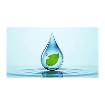 Water drop with green leaf symbolizing purity and nature with image represent Stock Illustration