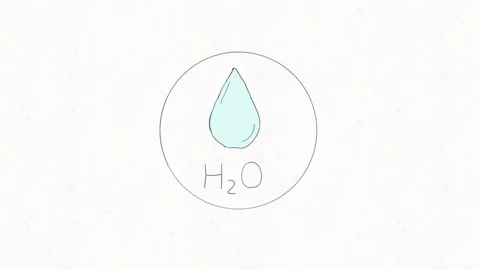 Water Drop with H2O Formula Hand Drawn Science Illustration Animation Stock Footage 336269821