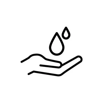 Water drop in hand flat icon. Pictogram for web. Line stroke. Water icon sola Stock Illustration