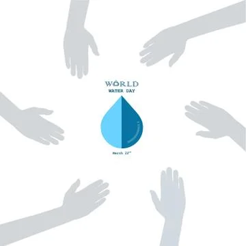 Water drop with human hand icon vector logo design template.World Water Day.. Stock Illustration