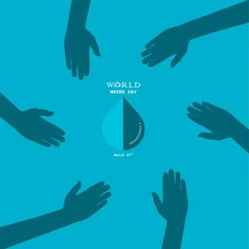Water drop with human hand icon vector logo design template.World Water Day.. Stock Illustration