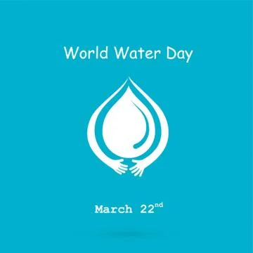 Water drop with human hand icon vector logo design template.World Water Day.. Stock Illustration