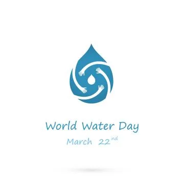 Water drop with human hand vector logo design template.World Water Day idea.. Stock Illustration
