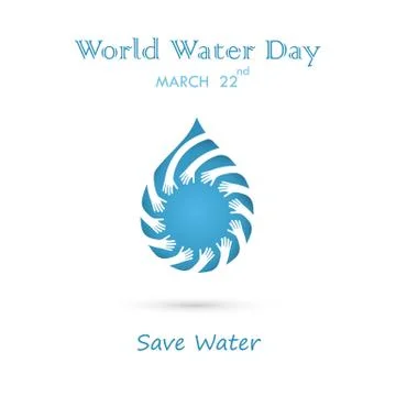 Water drop with human hand vector logo design template.World Water Day icon.. Stock Illustration