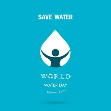 Water drop with human icon vector logo design template.World Water Day icon.. Stock Illustration