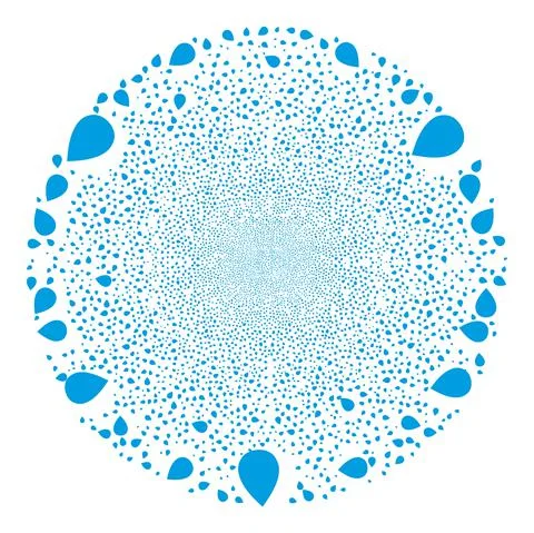 Water Drop Icon Collage Explosion Spheric Cluster Ilustración de archivo